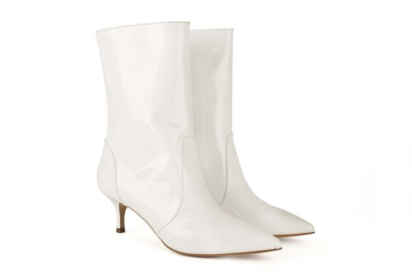Marla Milk White Patent Leather Pull-on Boots