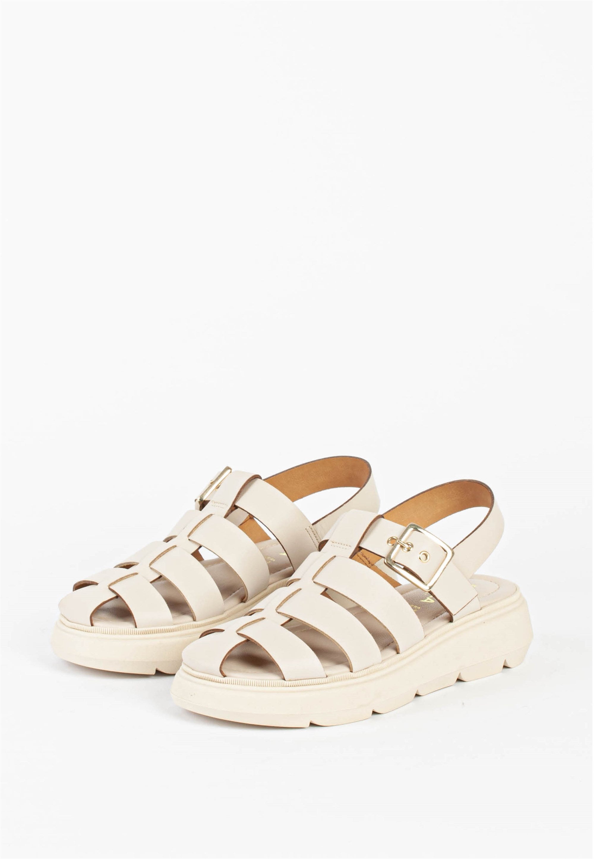Elisa Beige Leather Chunky Sandals ELISA-BEIGE - 6