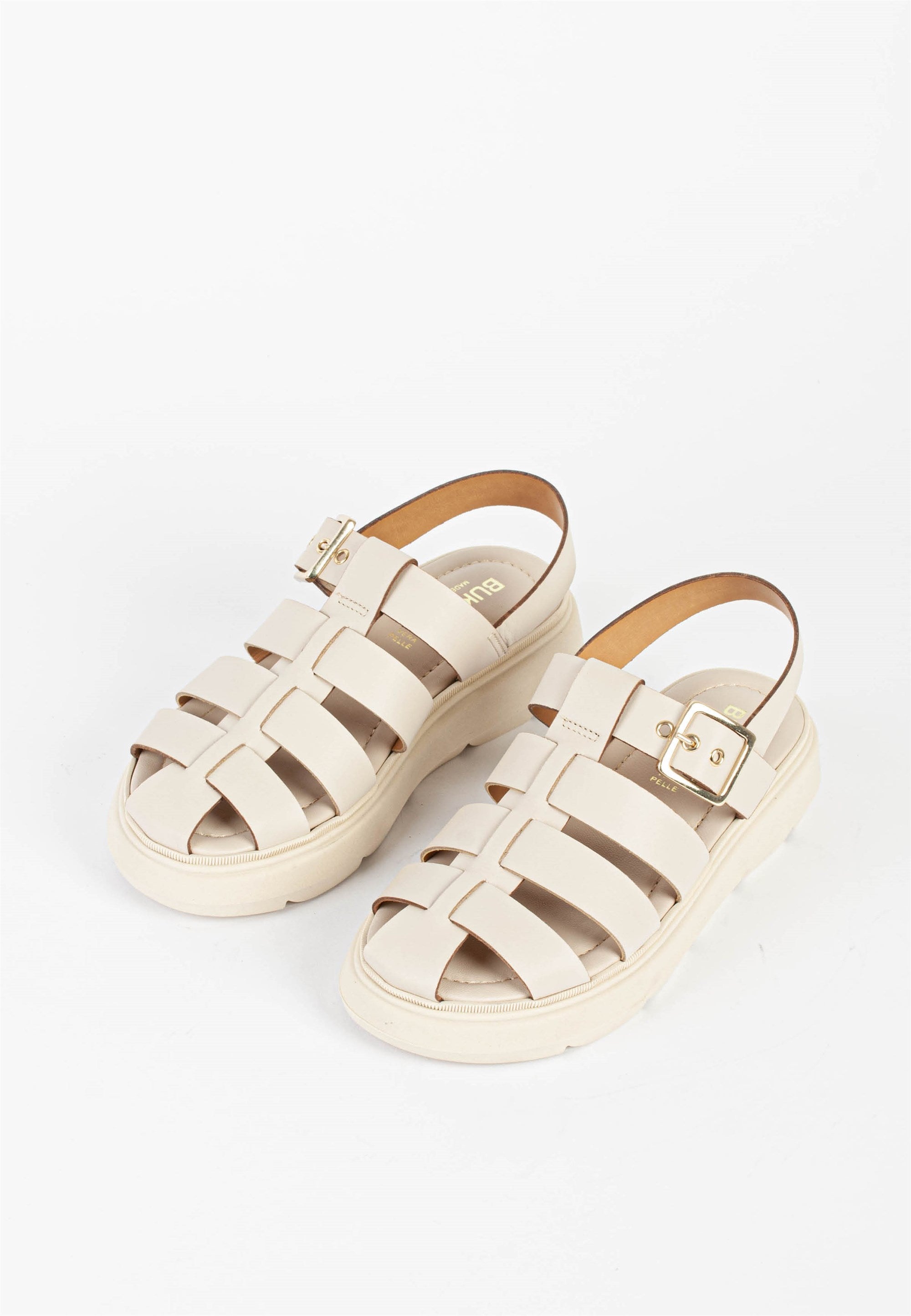 Elisa Beige Leather Chunky Sandals ELISA-BEIGE - 4