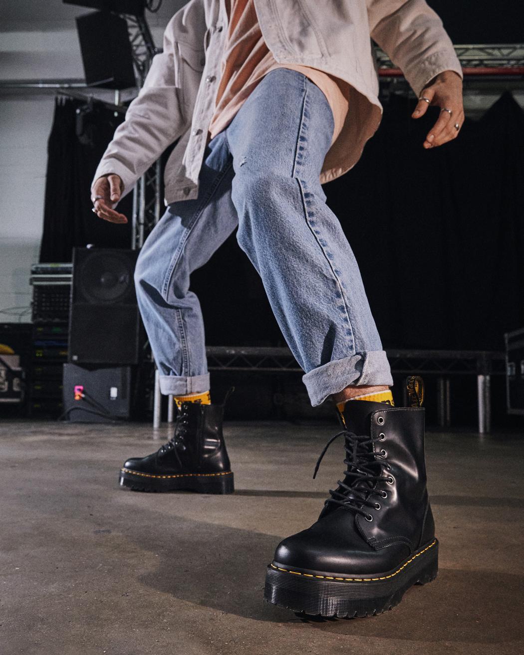 Jadon Black Smooth Leather Platform Boots DM15265001 - 2