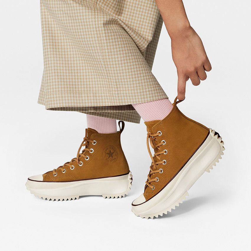 Nubuck Run Star Hike Hi Sneakers in Tan 171666C - 07