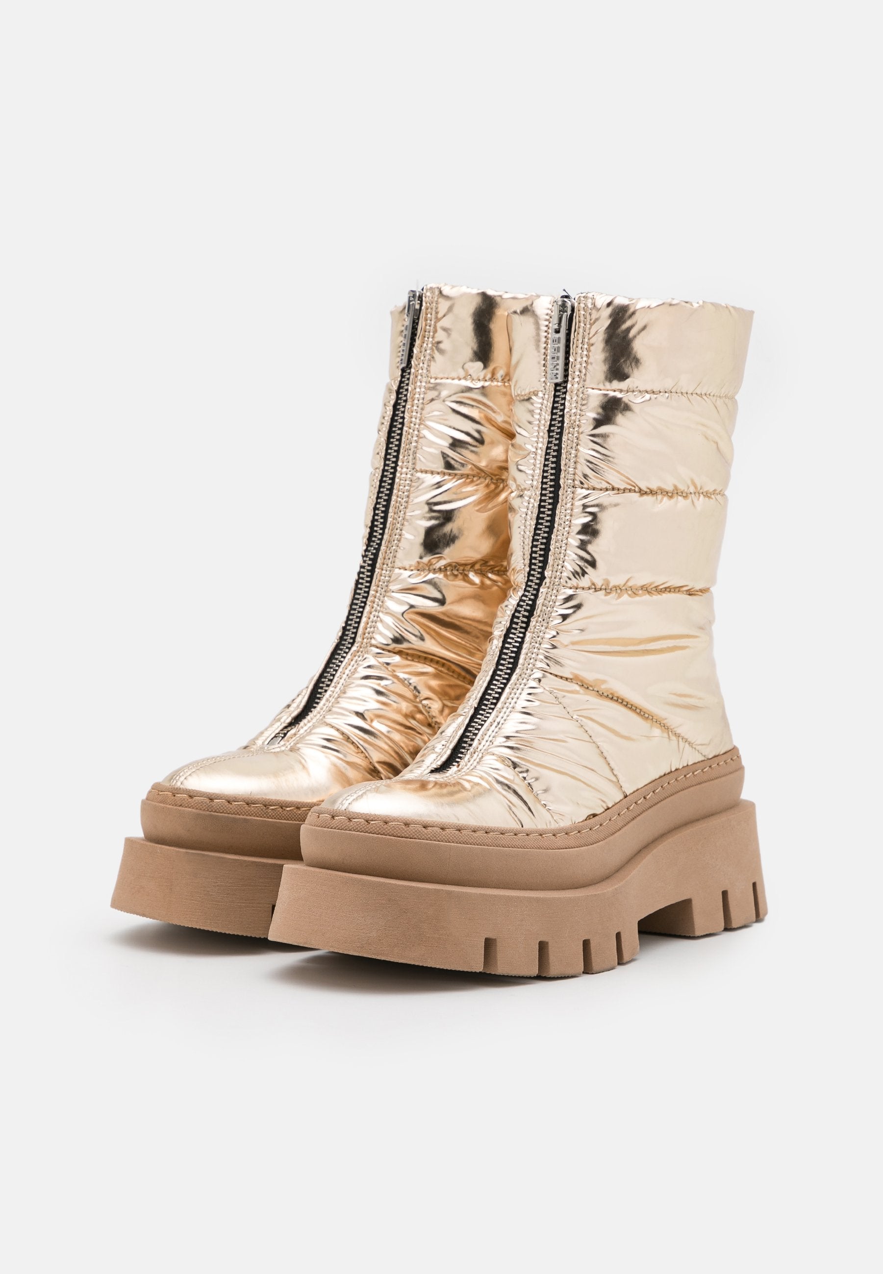 Evi-Ann Front Zip Champagne Chunky Boots 47379-P-2207 - 02