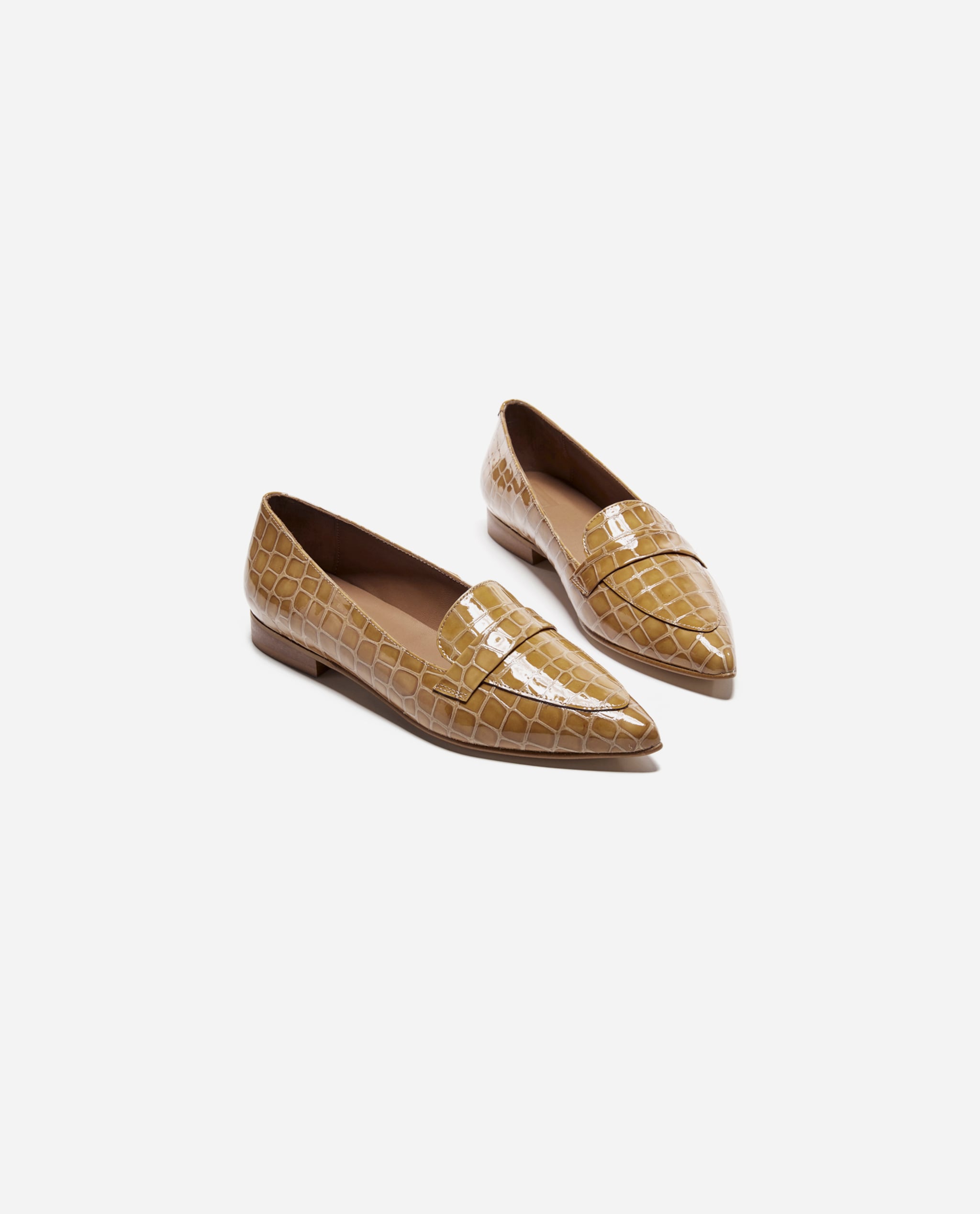 Alexandra Croco Shiny Beige Flats 21010100317-038 - 2