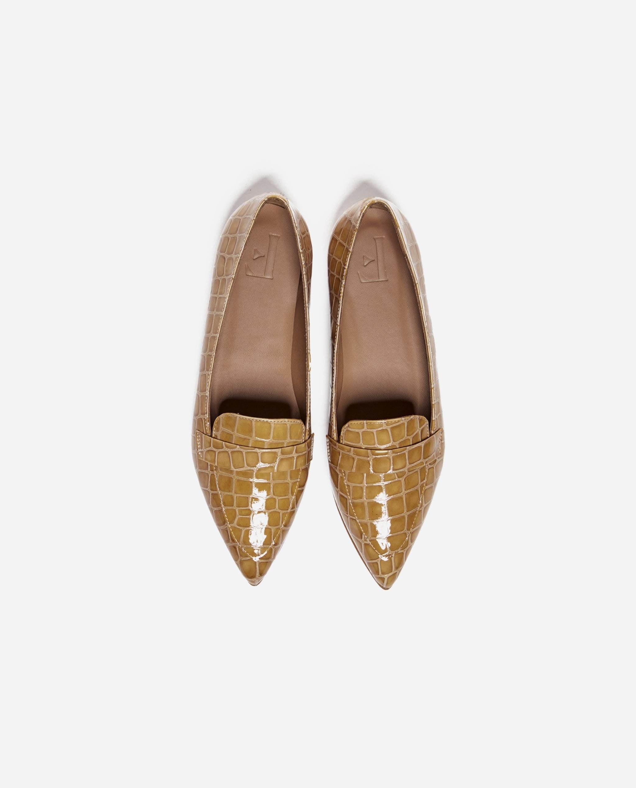 Alexandra Croco Shiny Beige Flats 21010100317-038 - 4