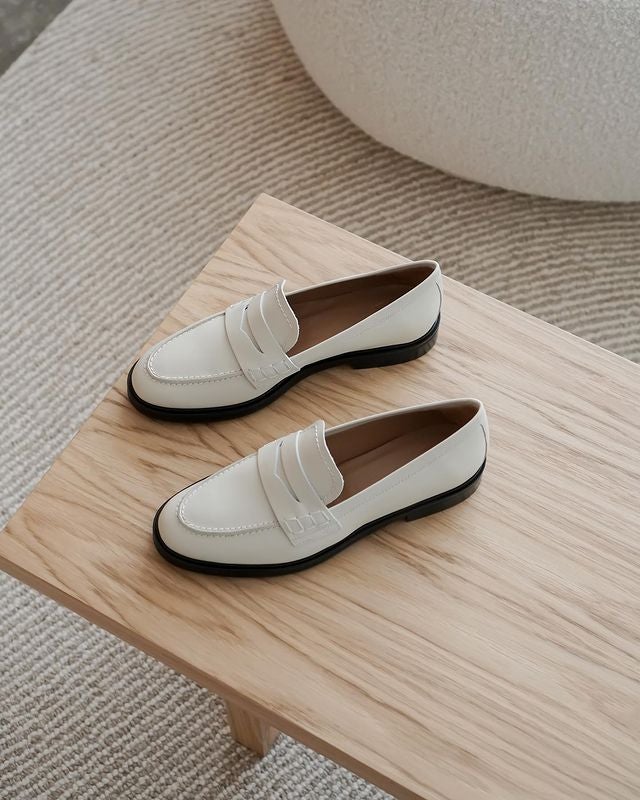 Sara Creme Leather Loafers 22010115601-015 - 2