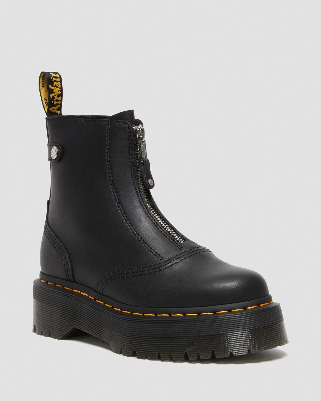 Jetta Zipped Black Leather Platform Boots DM27656001 - 4