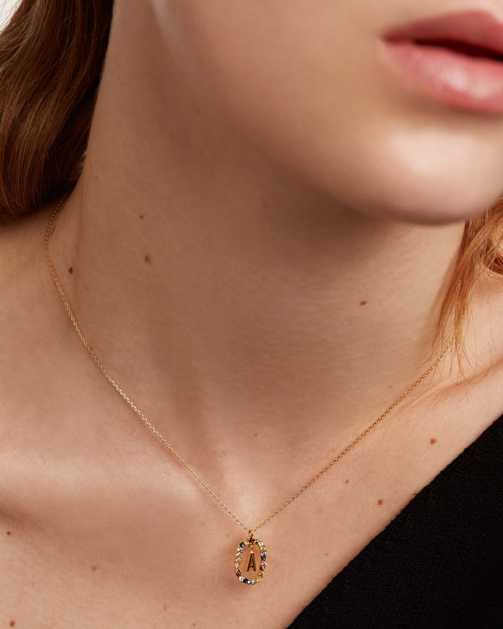 Letter A Circle Necklace CO01-260-U - 06