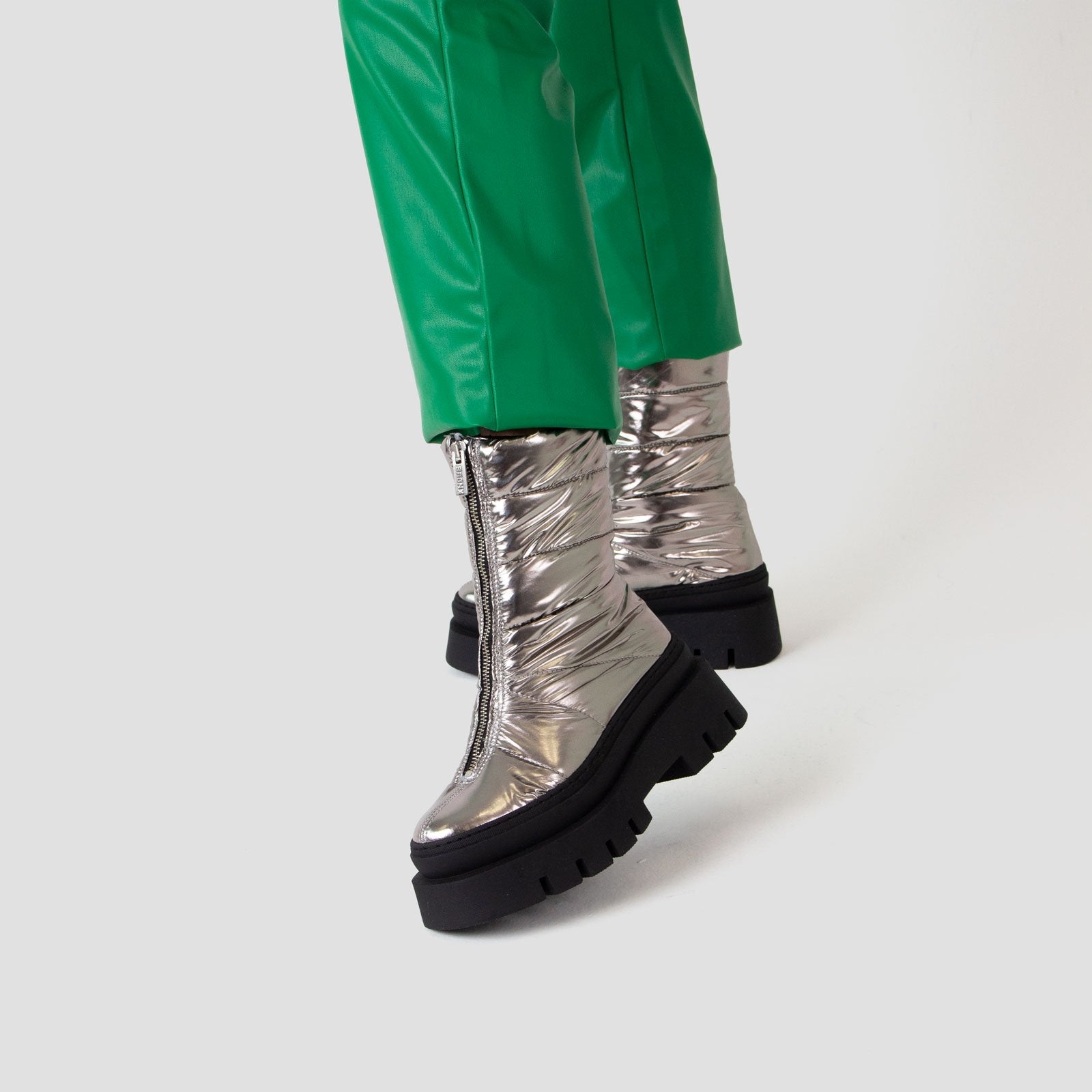 Evi-Ann Front Zip Gunmetal Chunky Boots 47379-P-1248 - 02