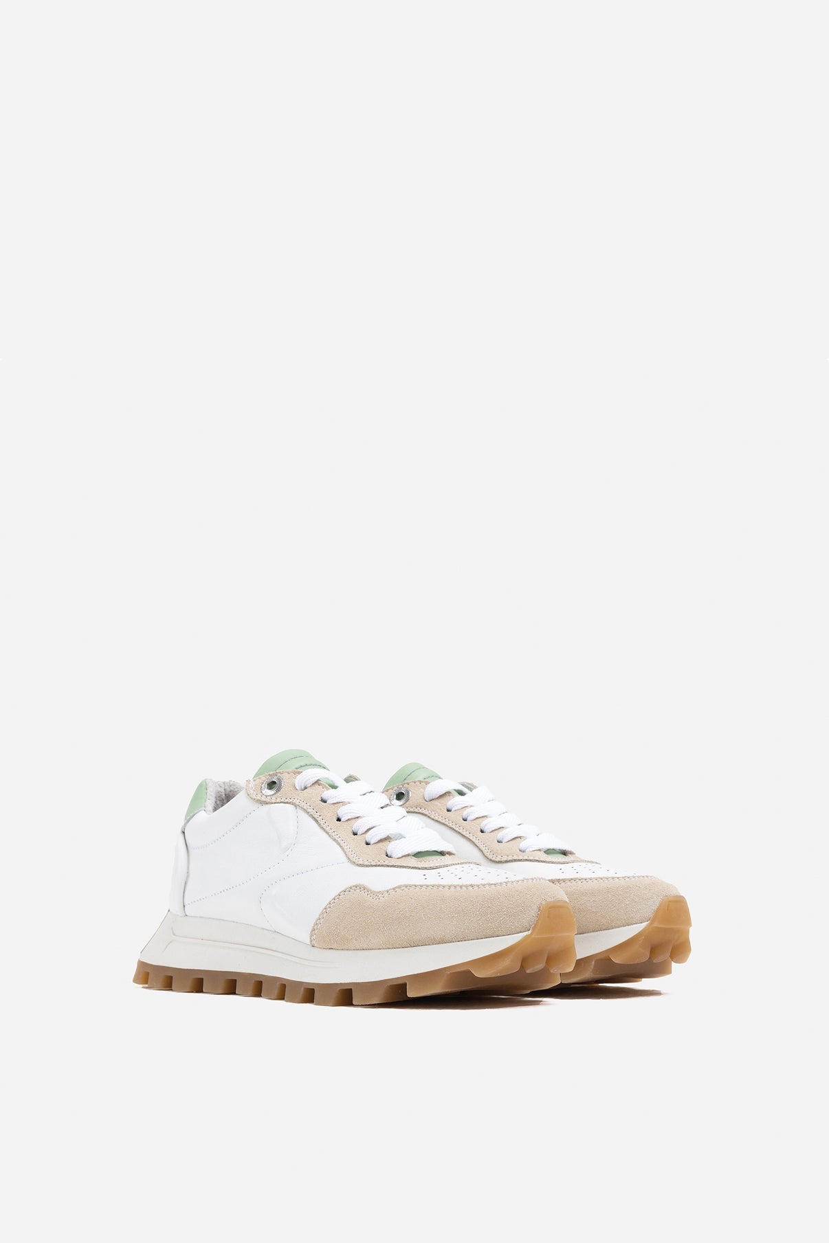 Avery Off White Pastel Green Chunky Sneakers 66454-BA-3684 - 2