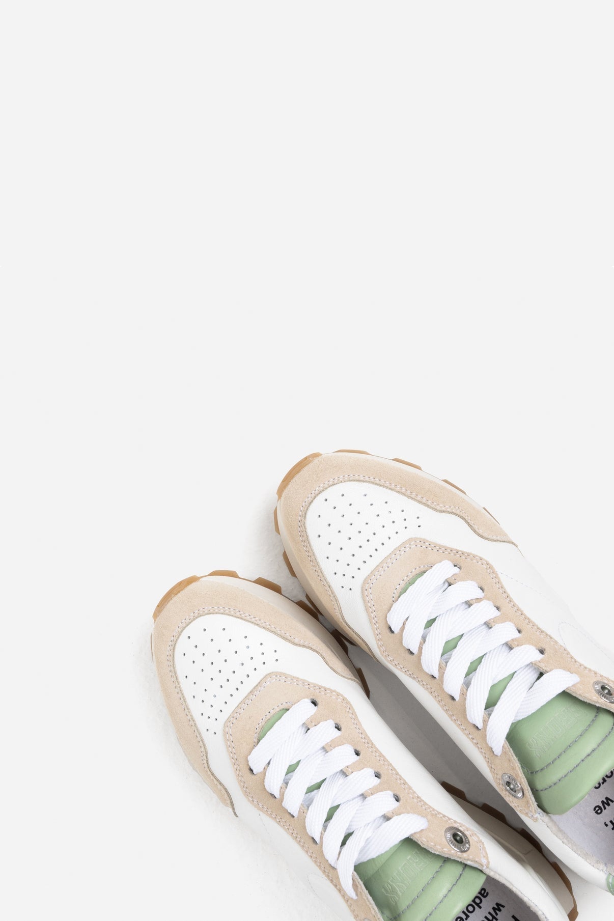 Avery Off White Pastel Green Chunky Sneakers 66454-BA-3684 - 3