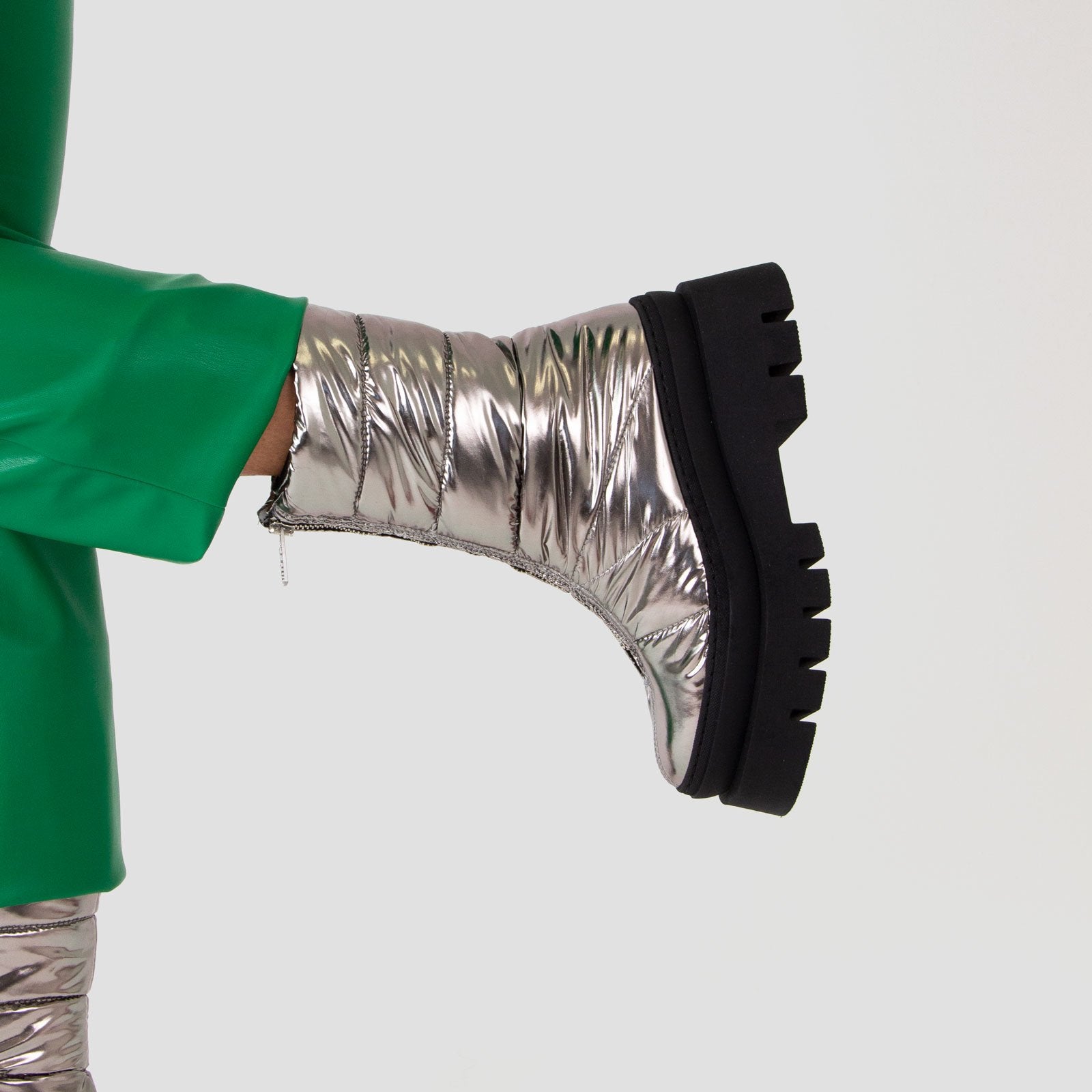 Evi-Ann Front Zip Gunmetal Chunky Boots 47379-P-1248 - 02