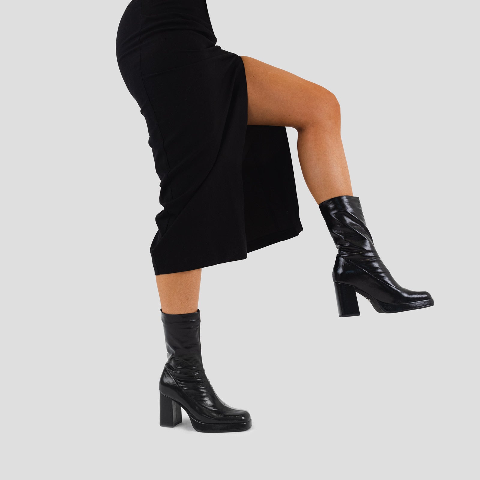 New Melanie Stretch Black Ankle Boots 34203-P-01 - 7