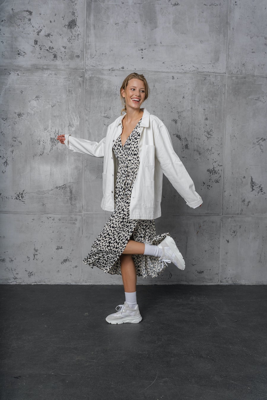 Material Mix White Chunky Sneakers CPH51 - 8