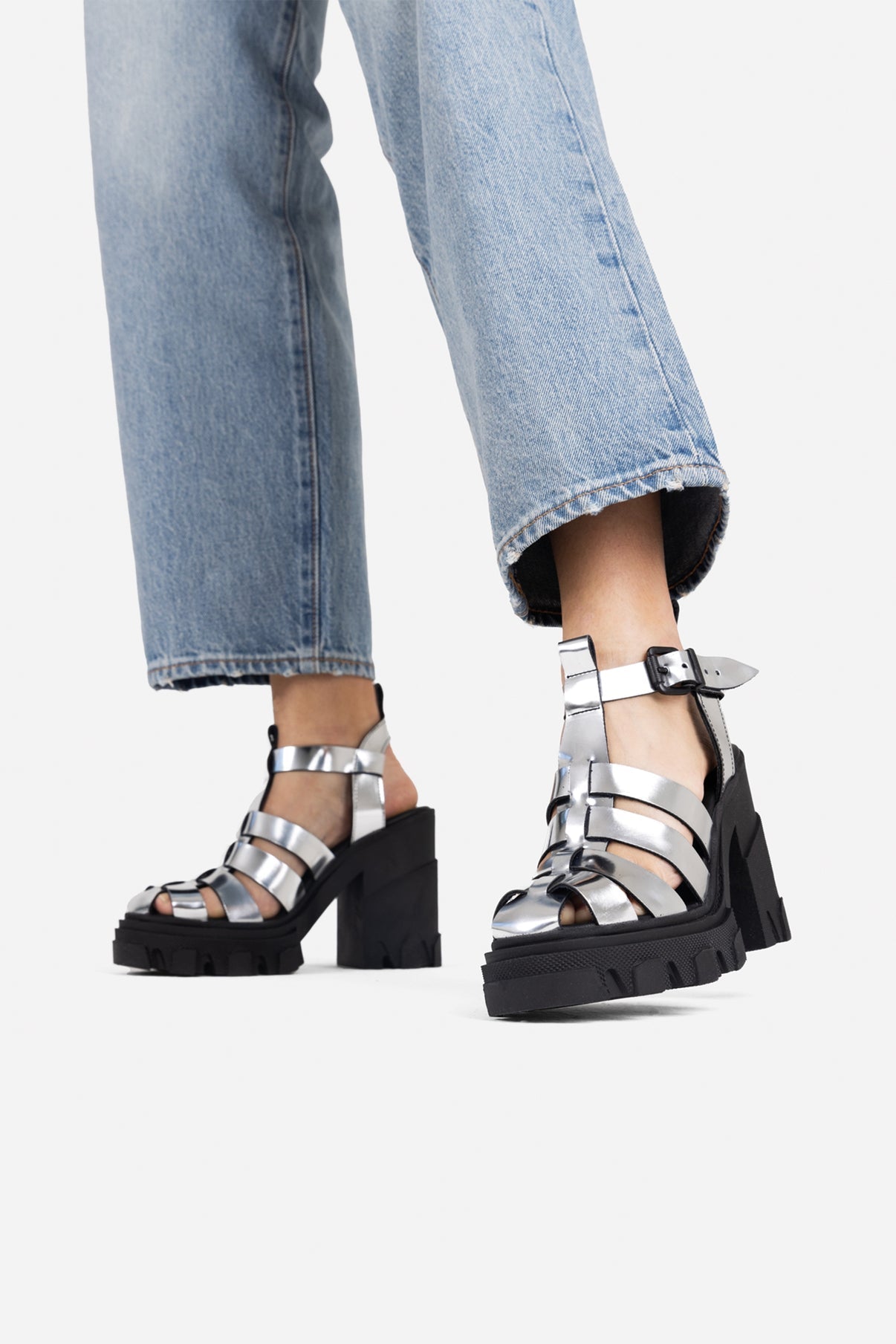 Furrow Silver Chunky Sandals 84974-M-1138-2