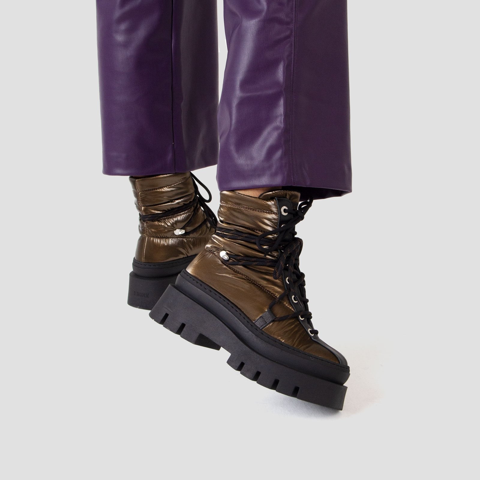 Evi-Ann Double Laces Brown Chunky Boots 47380-AM-28 - 06