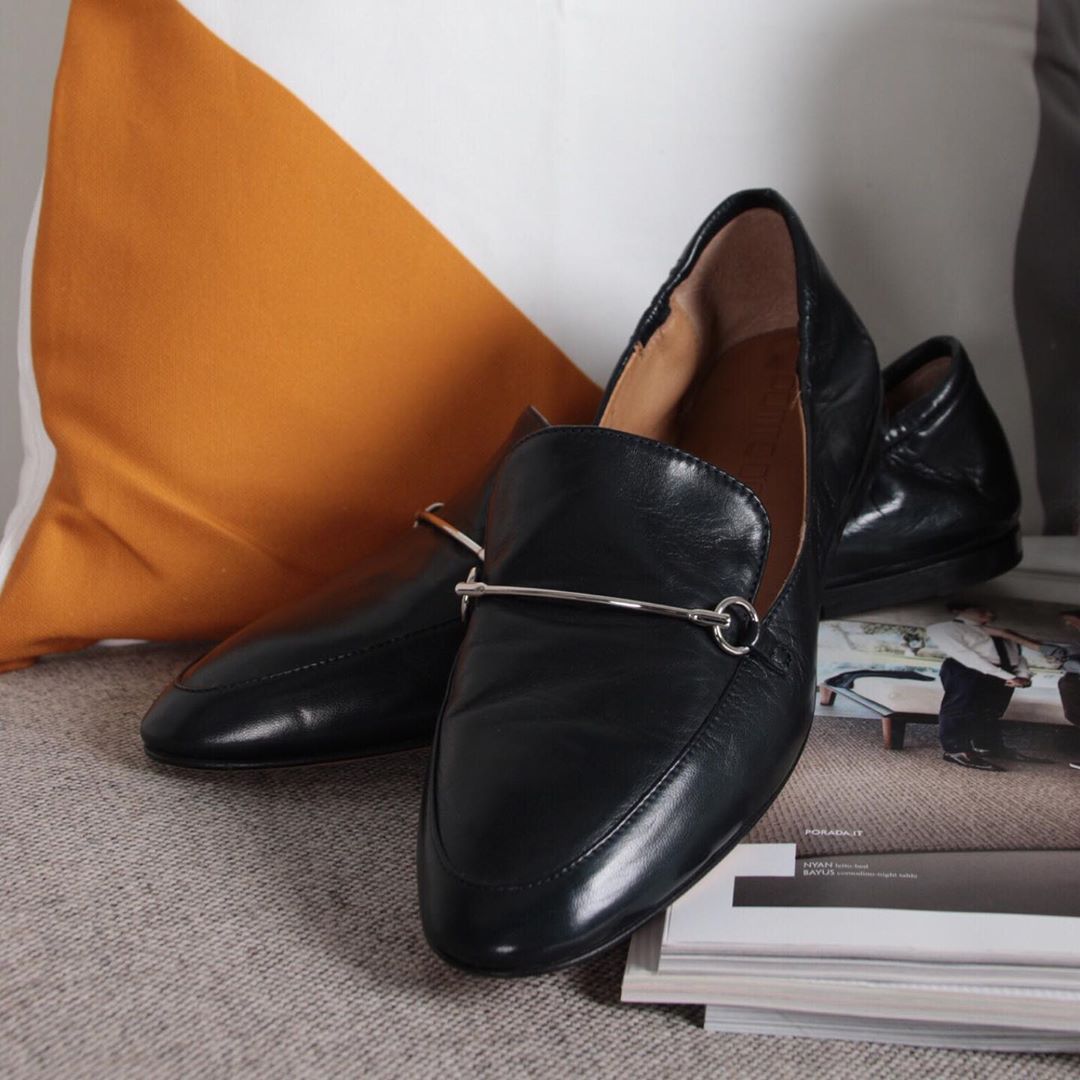 Lena Black Leather Loafers Flats 1144A - 8