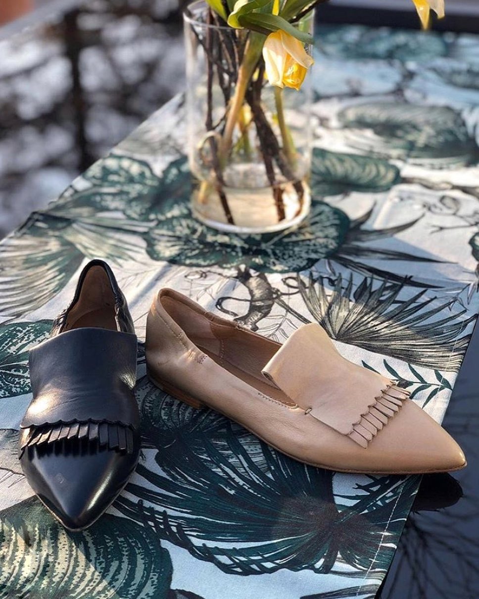 Grace Black Navy Leather Loafers Flats 1744B - 6