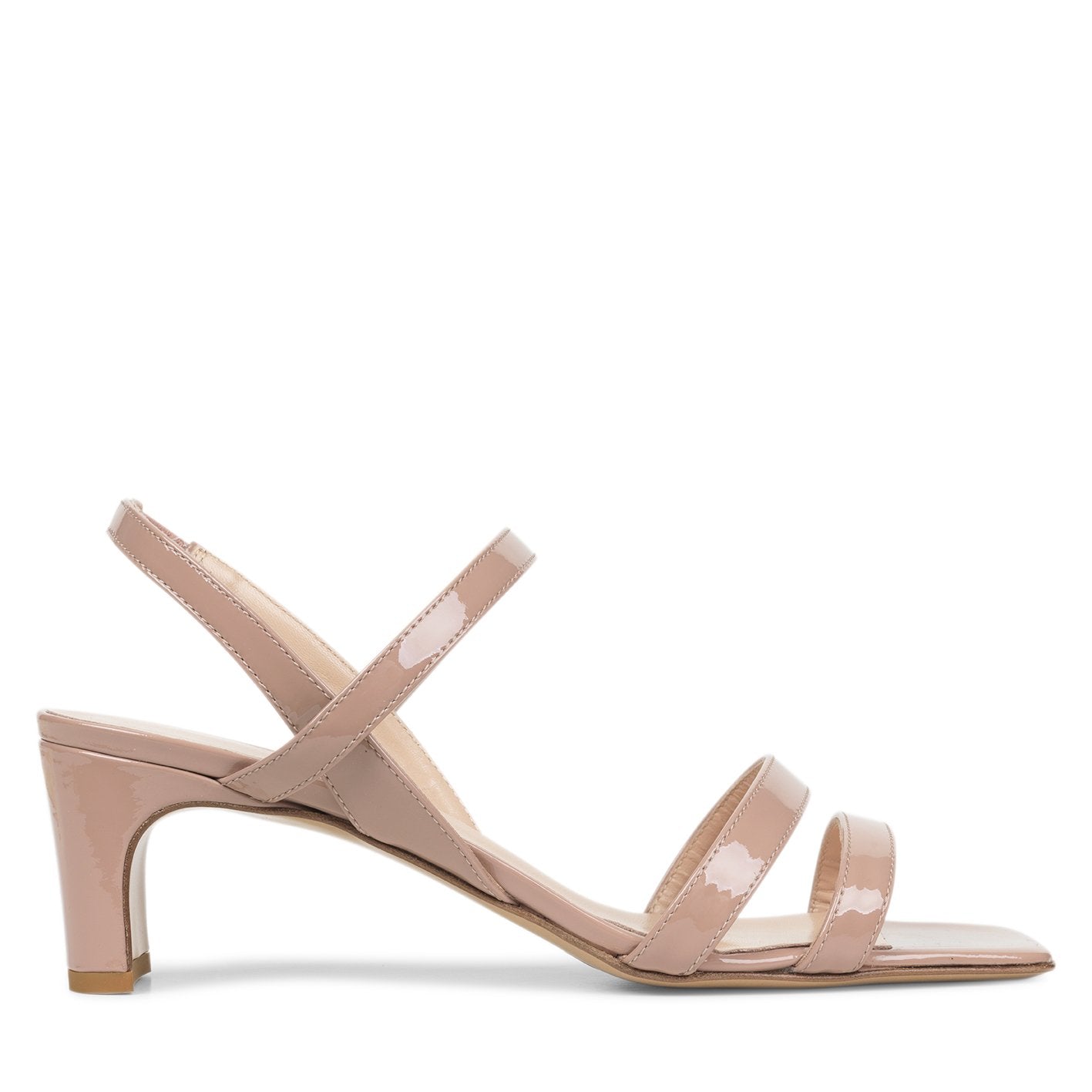 String Patent Beige Heeled Sandals SAN/057 - 9