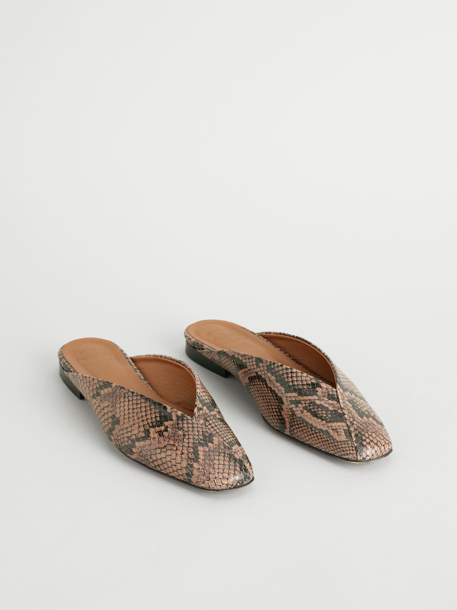 Arnesano Brown Printed Snake Flats 110844 - 3