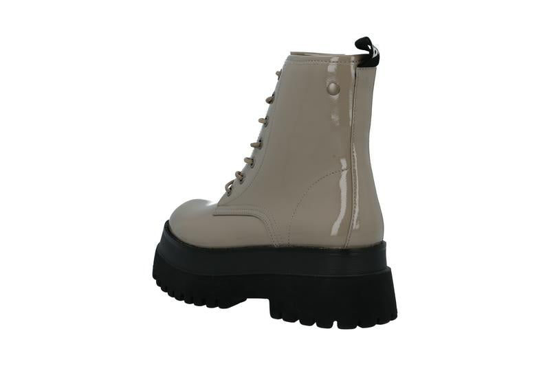 Bianco BIAGAS Lace Up Platform Boot Patent Aquarius Lace Up Taupe