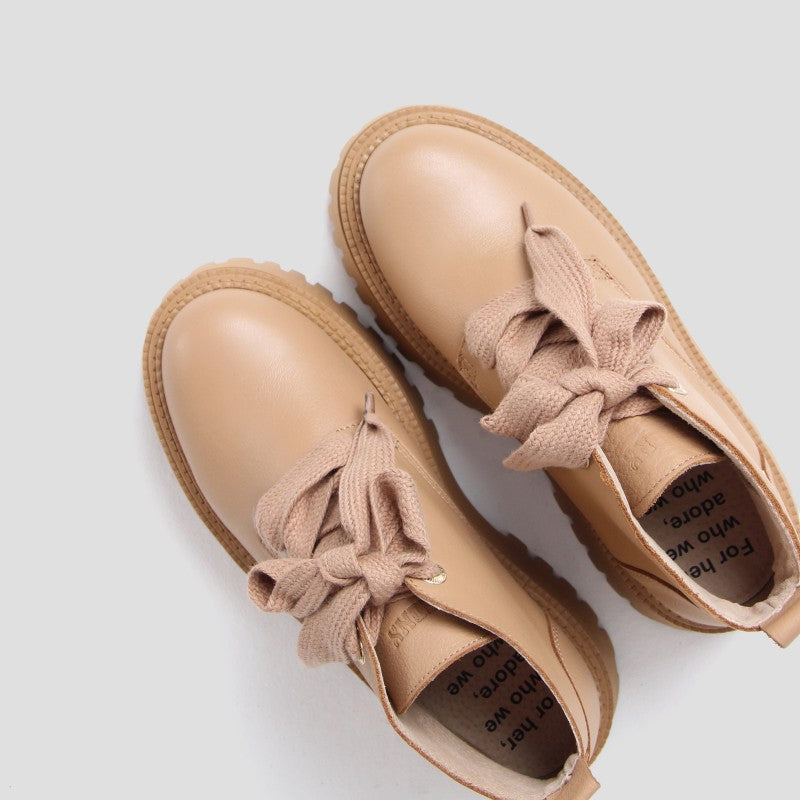 Groovy Lace Up Dark Camel Low Boots 47414-A3586 - 4