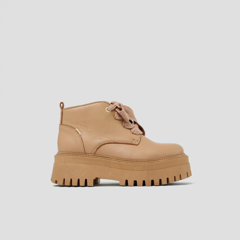 Groovy Lace Up Dark Camel Low Boots 47414-A3586 - 9