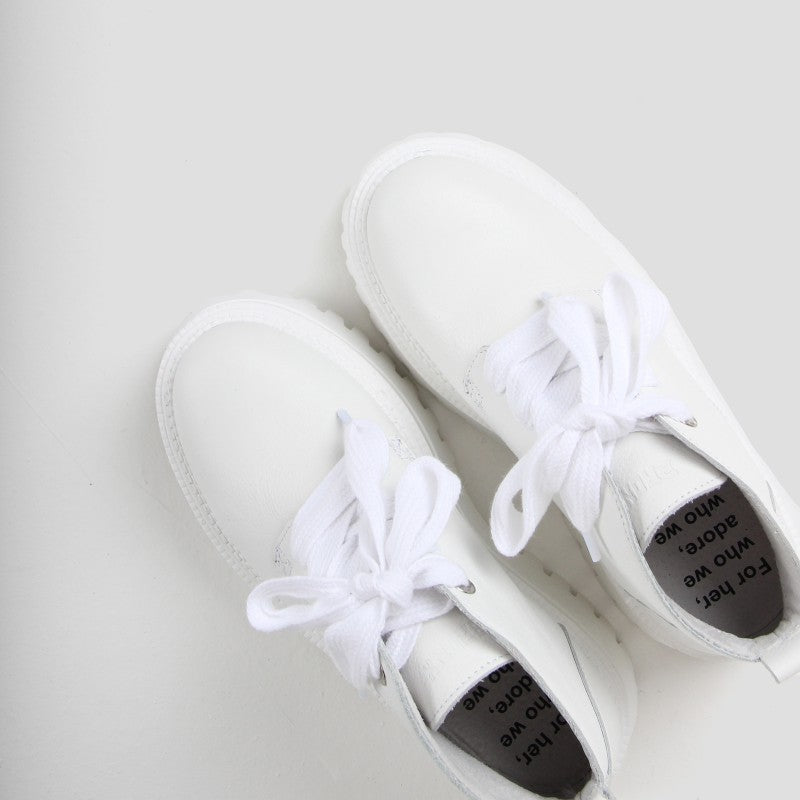 Groovy Lace Up White Low Boots 47414-A04 - 5