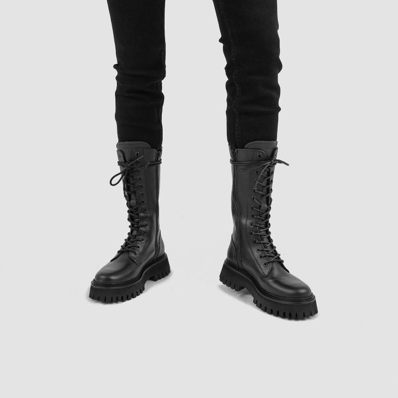 Groovy Lace-Up Black Combat Boots 14215-A01 - 04