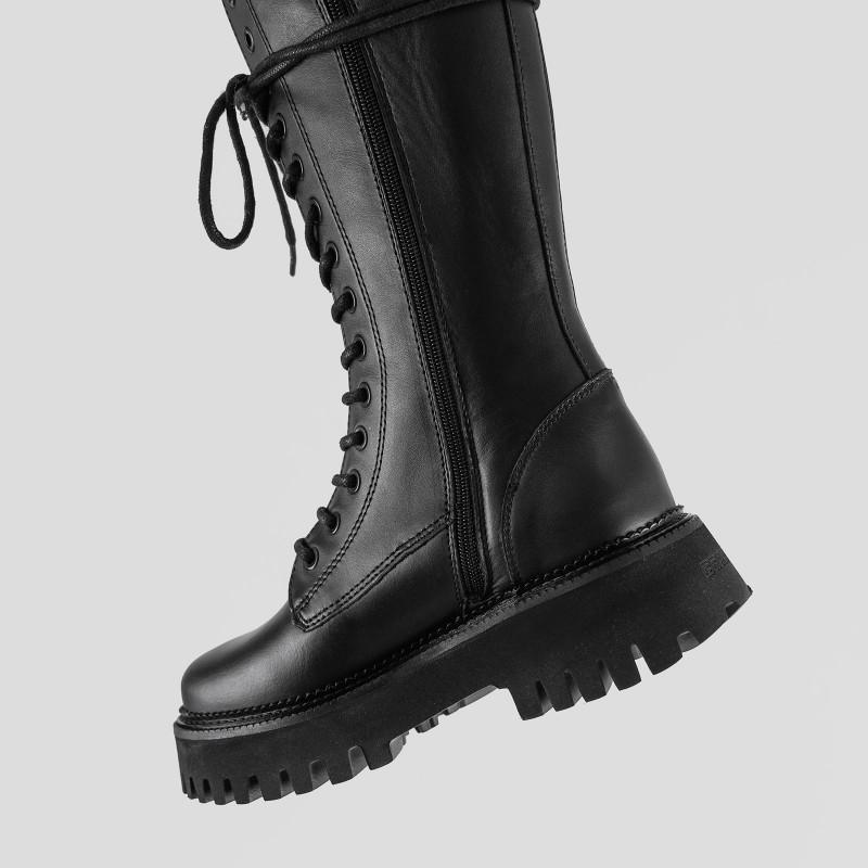 Groovy Lace-Up Black Combat Boots 14215-A01 - 06