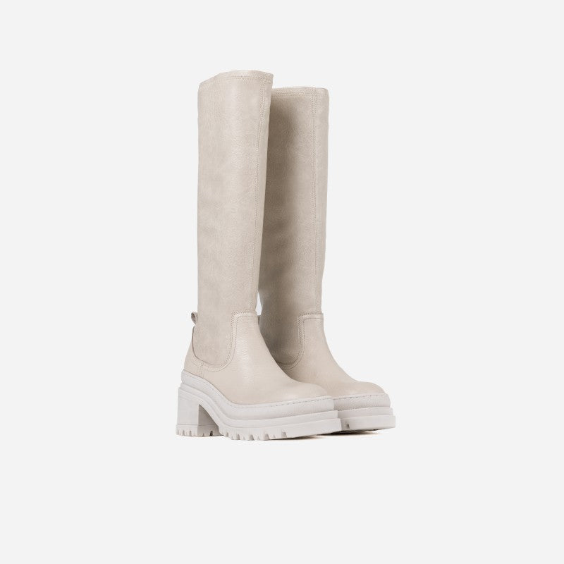 Lyssa Off White Stretch High Boots 14268-G-3619 - 2