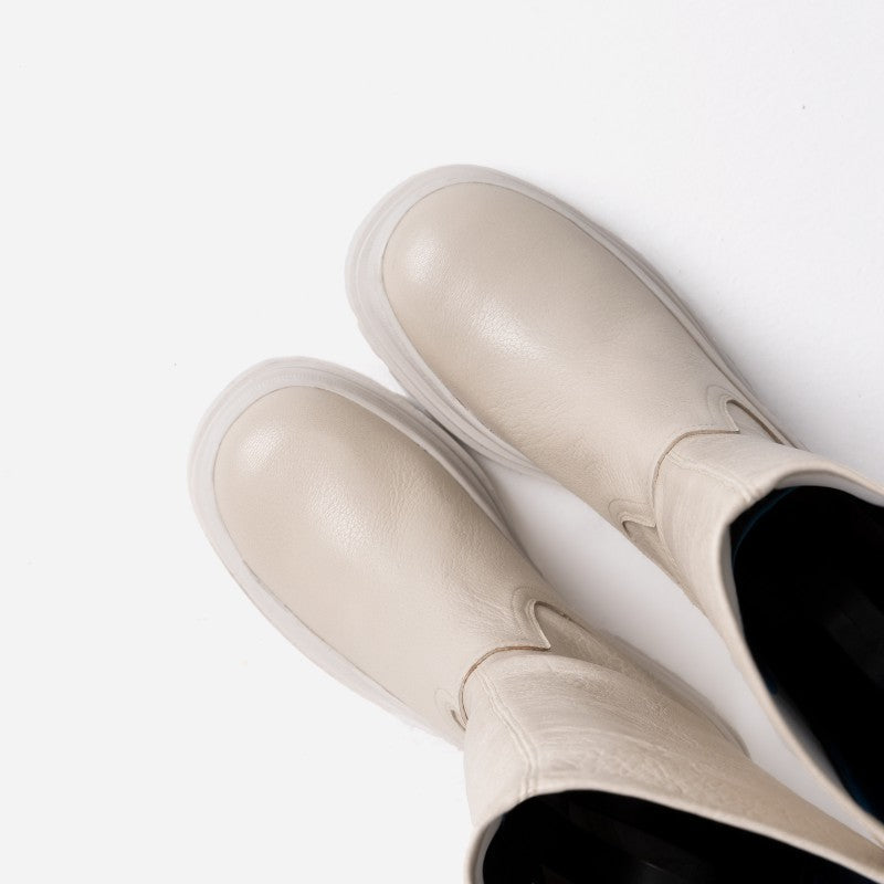 Lyssa Off White Stretch High Boots 14268-G-3619 - 4