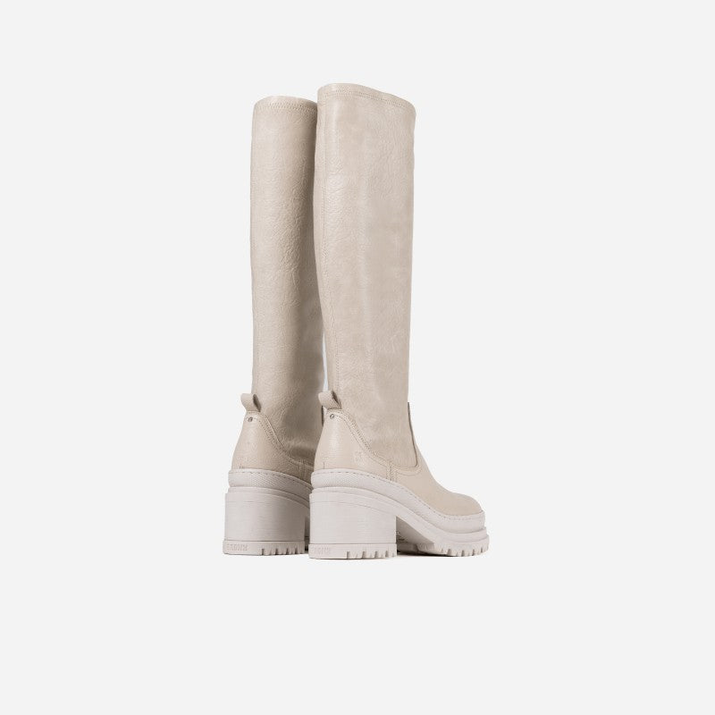 Lyssa Off White Stretch High Boots 14268-G-3619 - 3