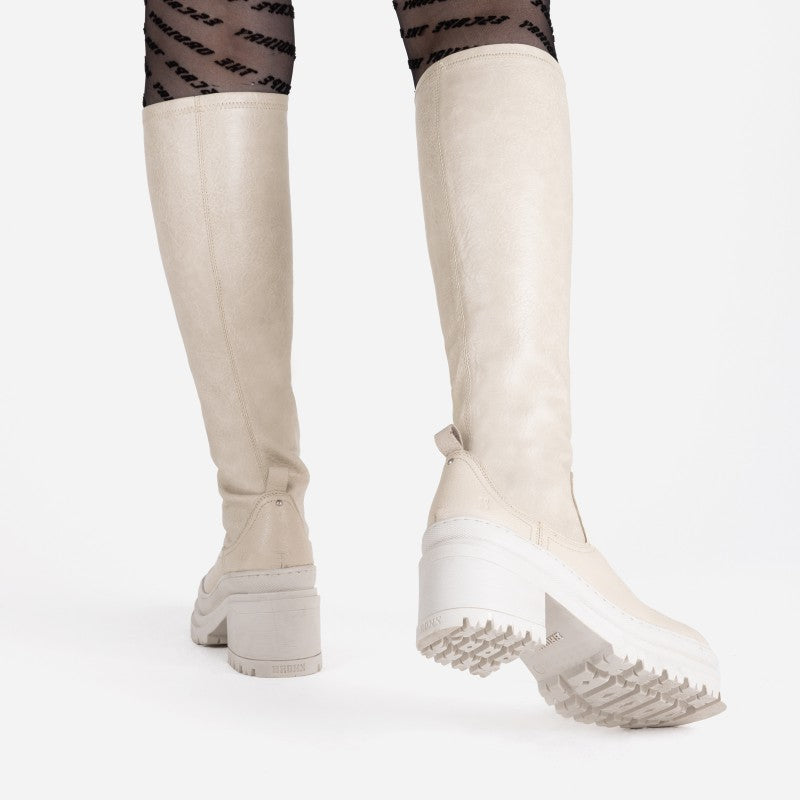 Lyssa Off White Stretch High Boots 14268-G-3619 - 7