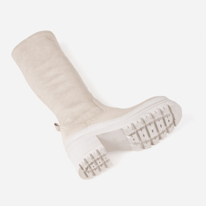 Lyssa Off White Stretch High Boots 14268-G-3619 - 5