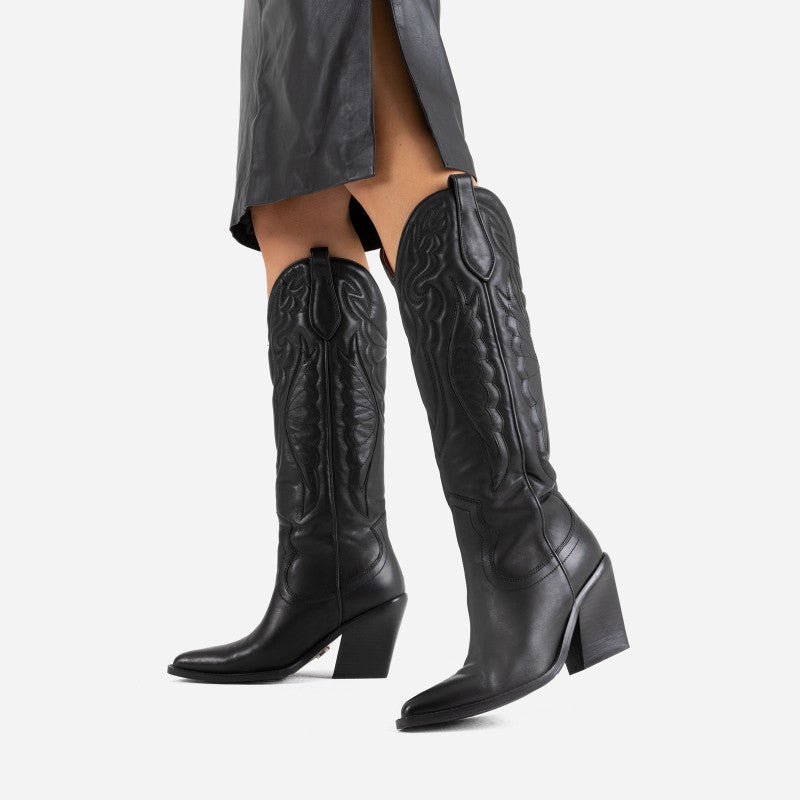 New Kole Black High Western Boots 14177-E-01 - 6