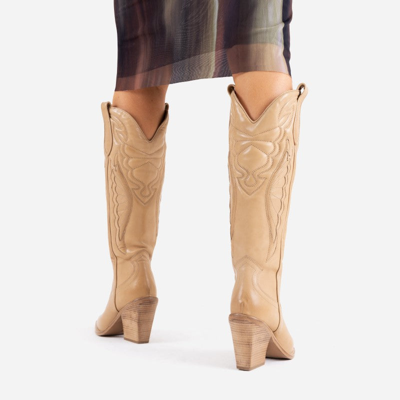 New Kole Camel High Western Boots 14177-J-3586 - 6