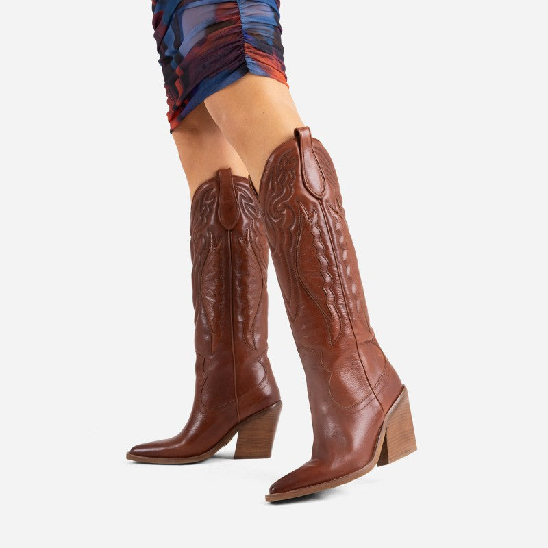 New Kole Caramel High Western Boots 14177-J-27- 5