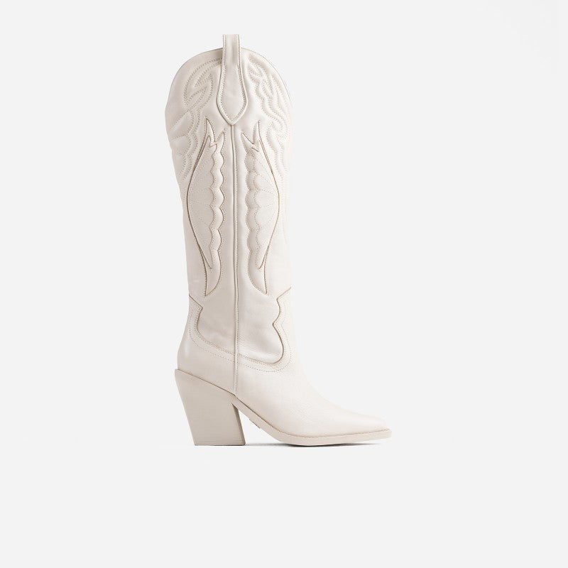 New Kole Off White High Western Boots 14177-G-05 - 8
