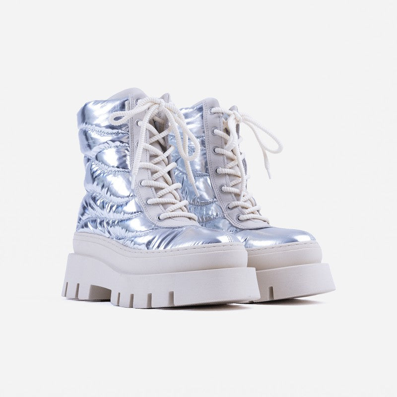 Evi Ann Laces Silver Chunky Boots 47464-P-3672- 2