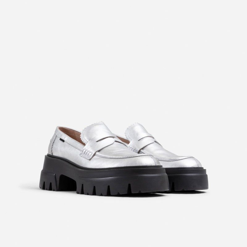 O Tizz Matt Metallic Chunky Loafers 66448-M-100 - 3