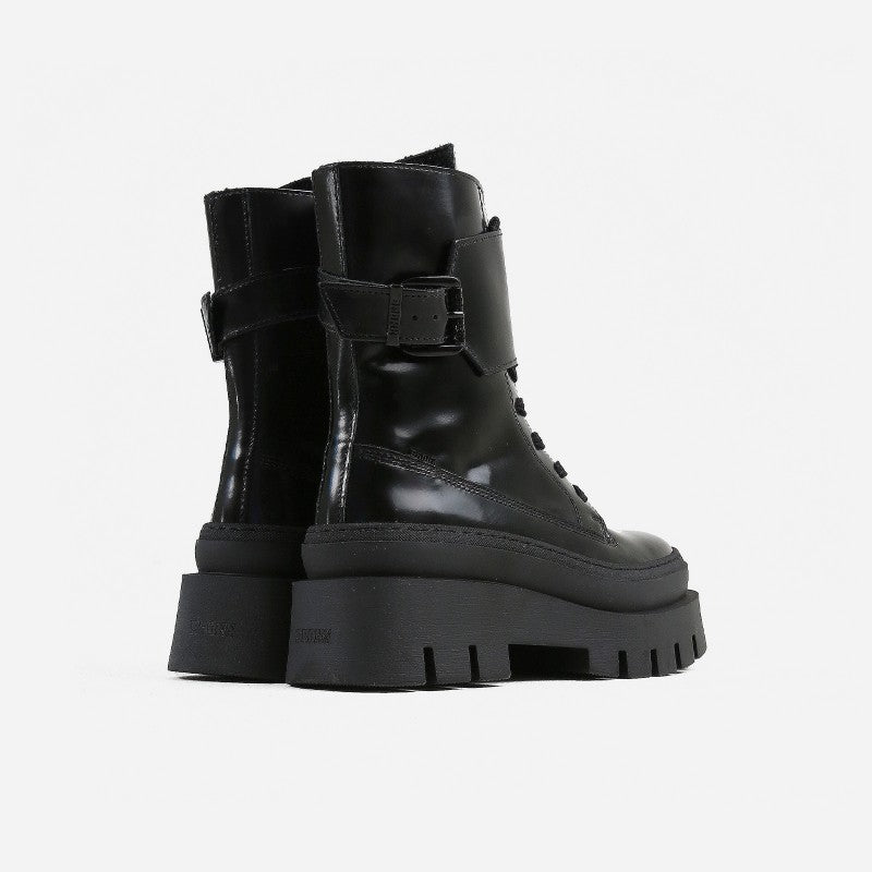 Evi Ann Black Leather Chunky Boots 47426-S-01 - 4