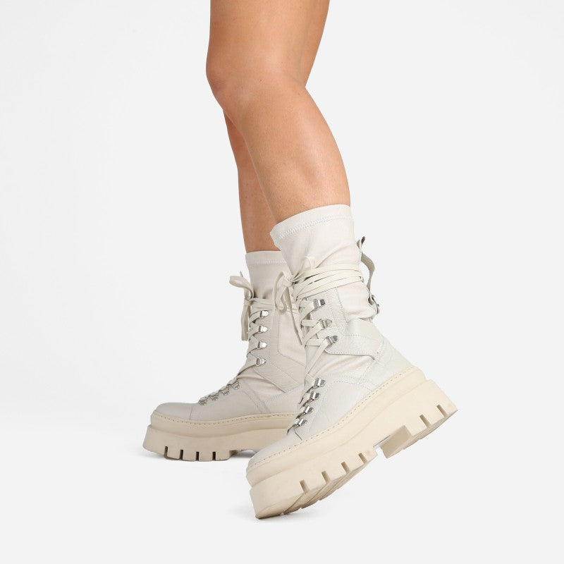 Evi Ann Creme White Biker Boots 47425-G-3619 - 4