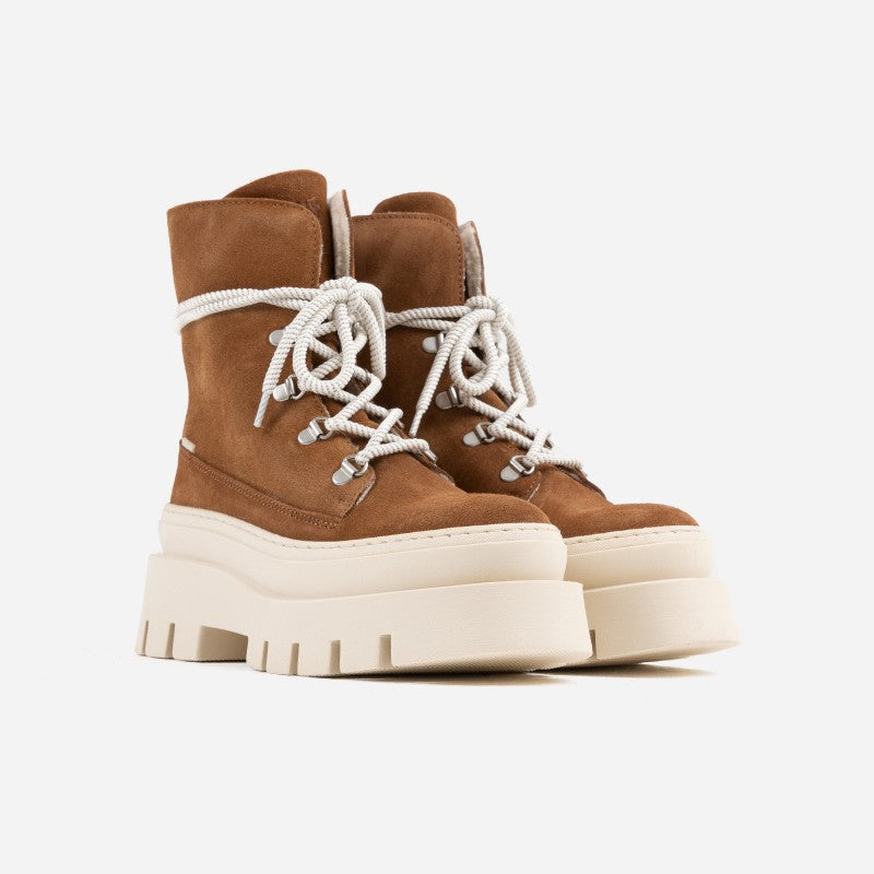 Evi Ann Cognac Suede Chunky Boots 47428-CC-3642 - 2