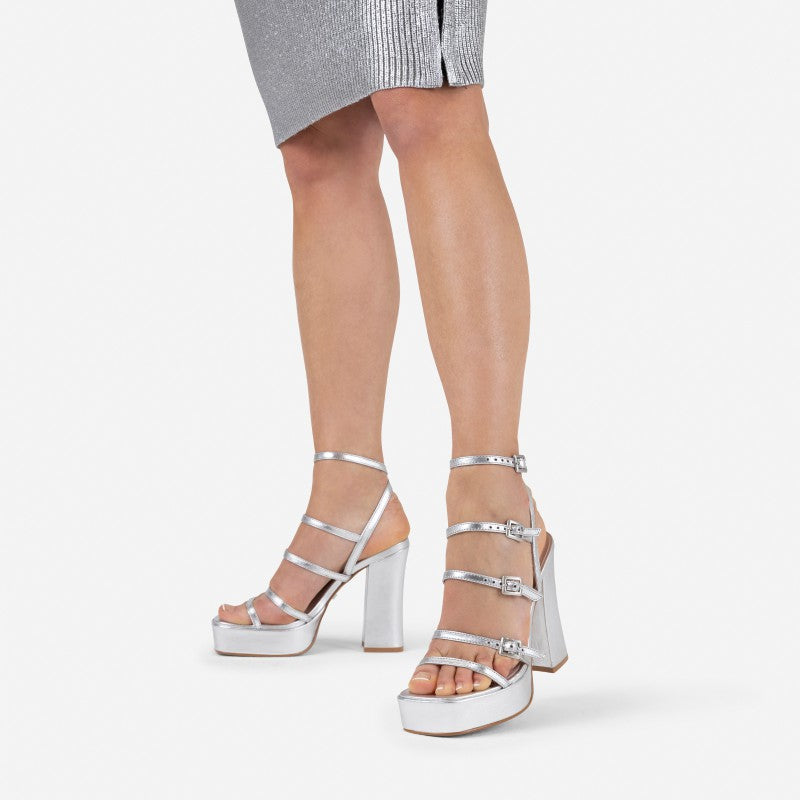 New Spice Silver Platform Heels 84950-M-100 - 2