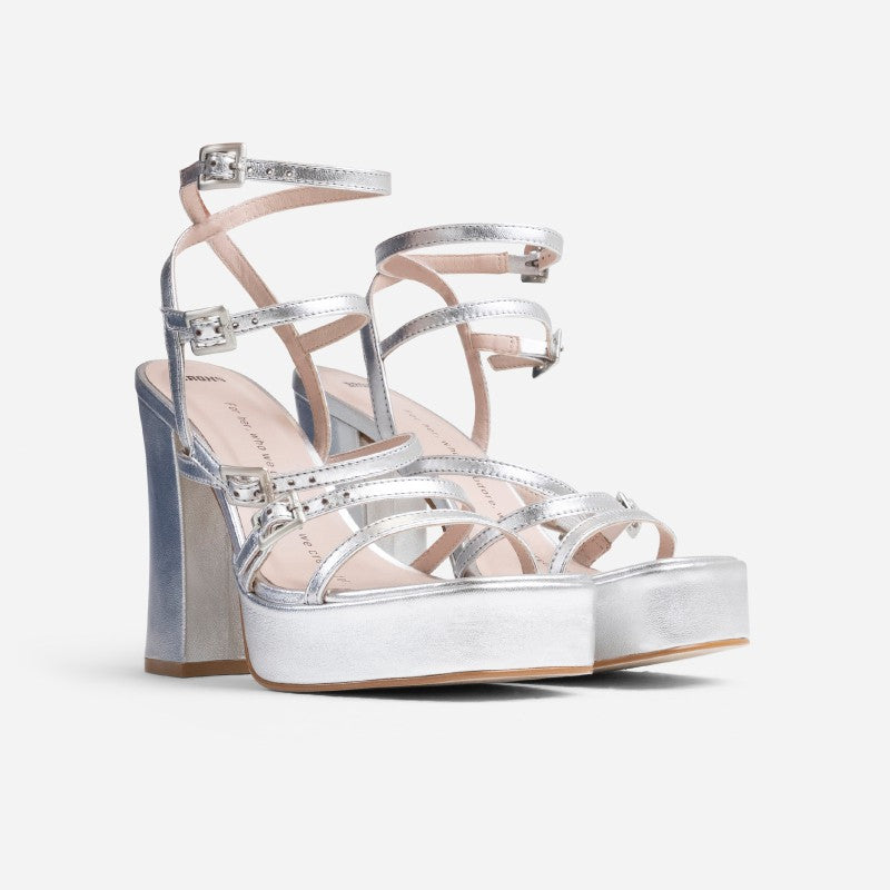New Spice Silver Platform Heels 84950-M-100 - 3