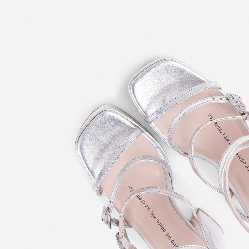 New Spice Silver Platform Heels 84950-M-100 - 5