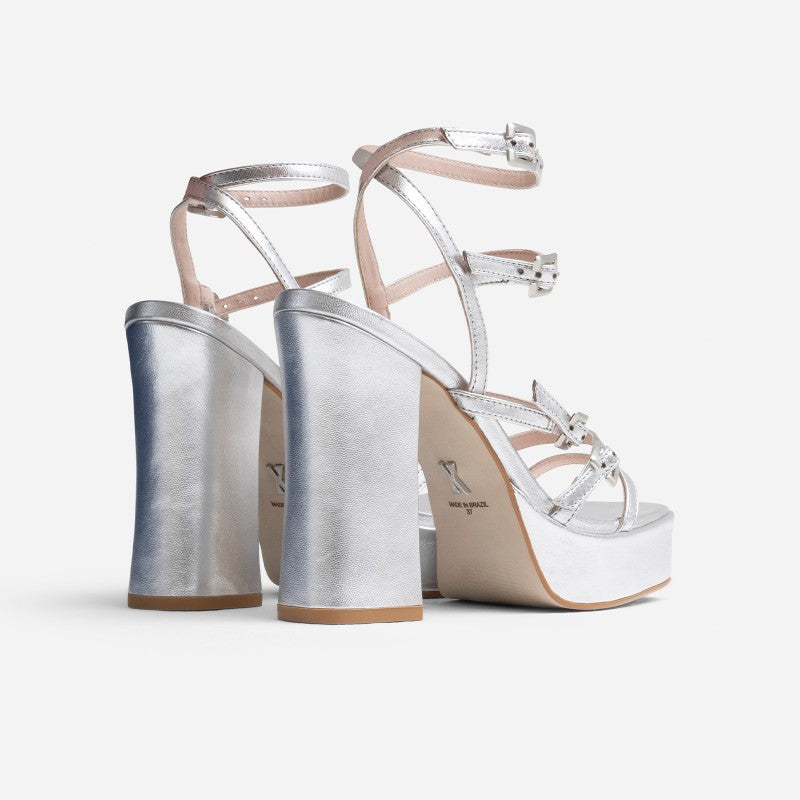 New Spice Silver Platform Heels 84950-M-100 - 4
