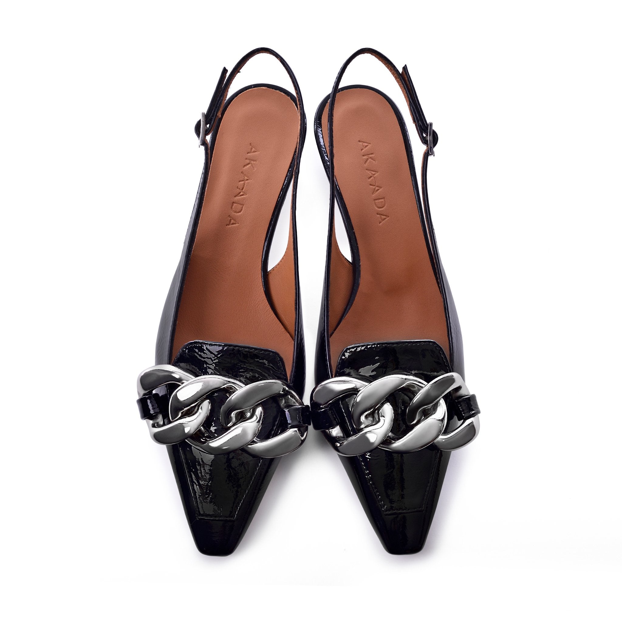 Erity Black Naplak Slingback Pumps C406-01 - 5