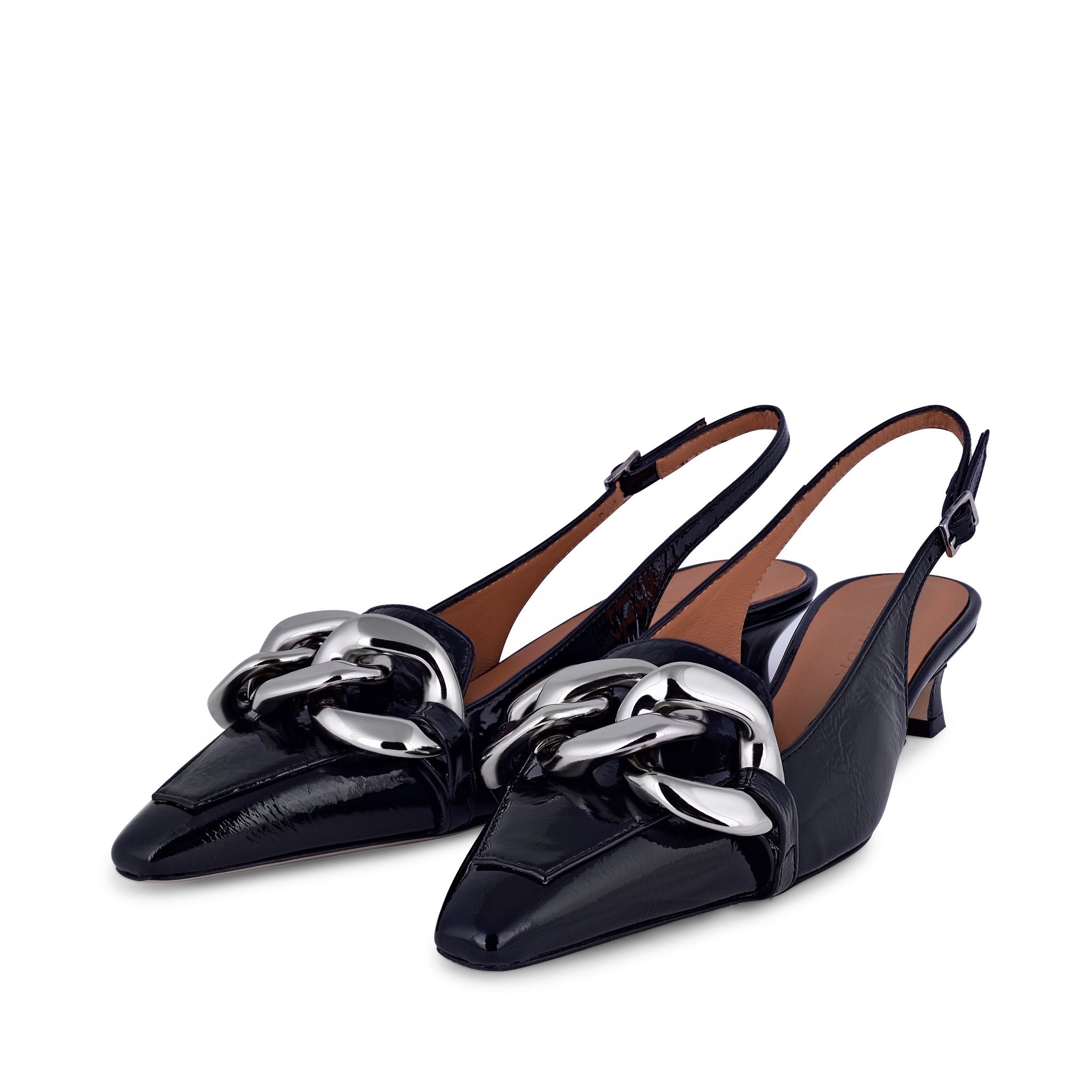 Erity Black Naplak Slingback Pumps C406-01 - 8