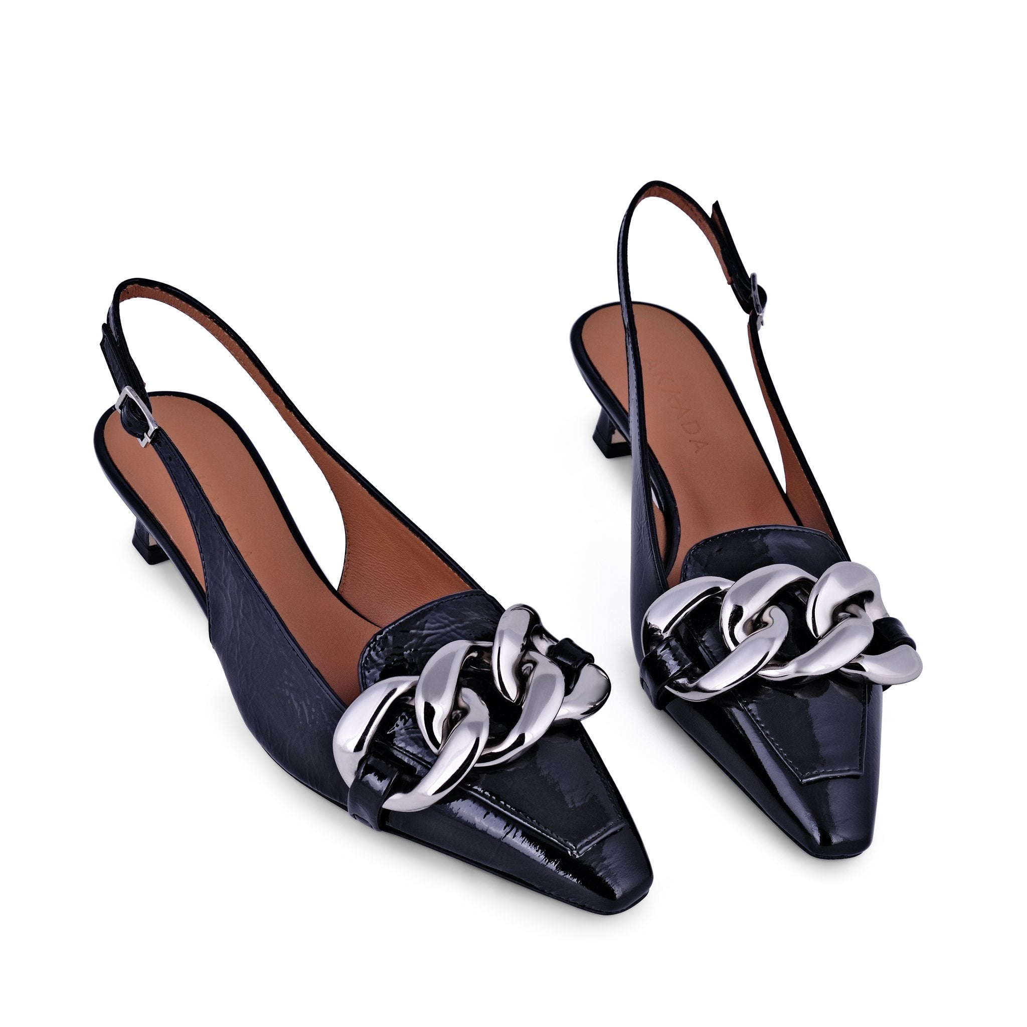 Erity Black Naplak Slingback Pumps C406-01 - 4